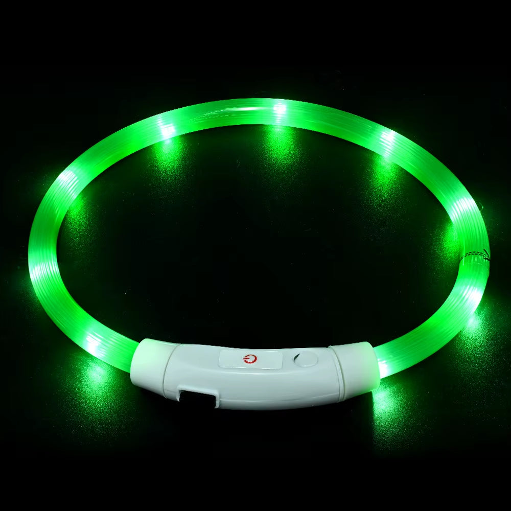 LED Dog Collar – USB Rechargeable, Luminous Anti-Lost Pet Necklace for Night Safety