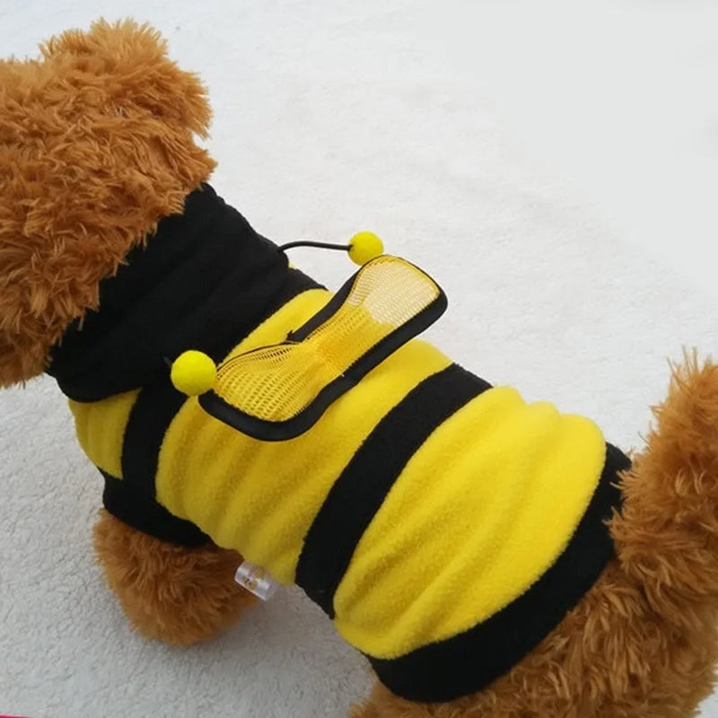 Bee Pet Hoodie Coat – Fleece Outfit for Dogs & Cats, Cute Puppy Fancy Costume, Dog Hoodies