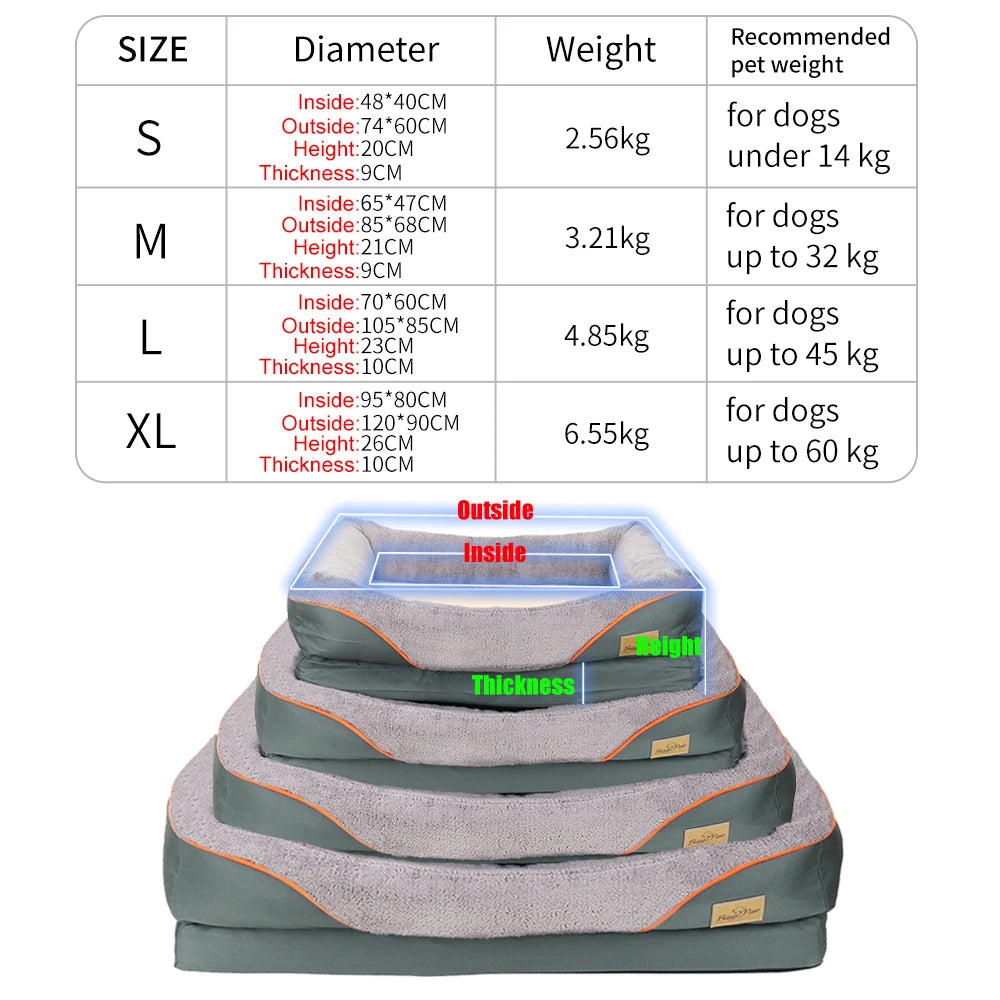 Heavy Duty Large Orthopedic Pet Bed – Soft Foam Cushion, Waterproof Sofa Bed for Dogs (S->XL)