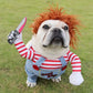 Funny Halloween Dog Costume – Adjustable Cosplay Outfit with Wig & Foam Knife for Medium & Large Dogs