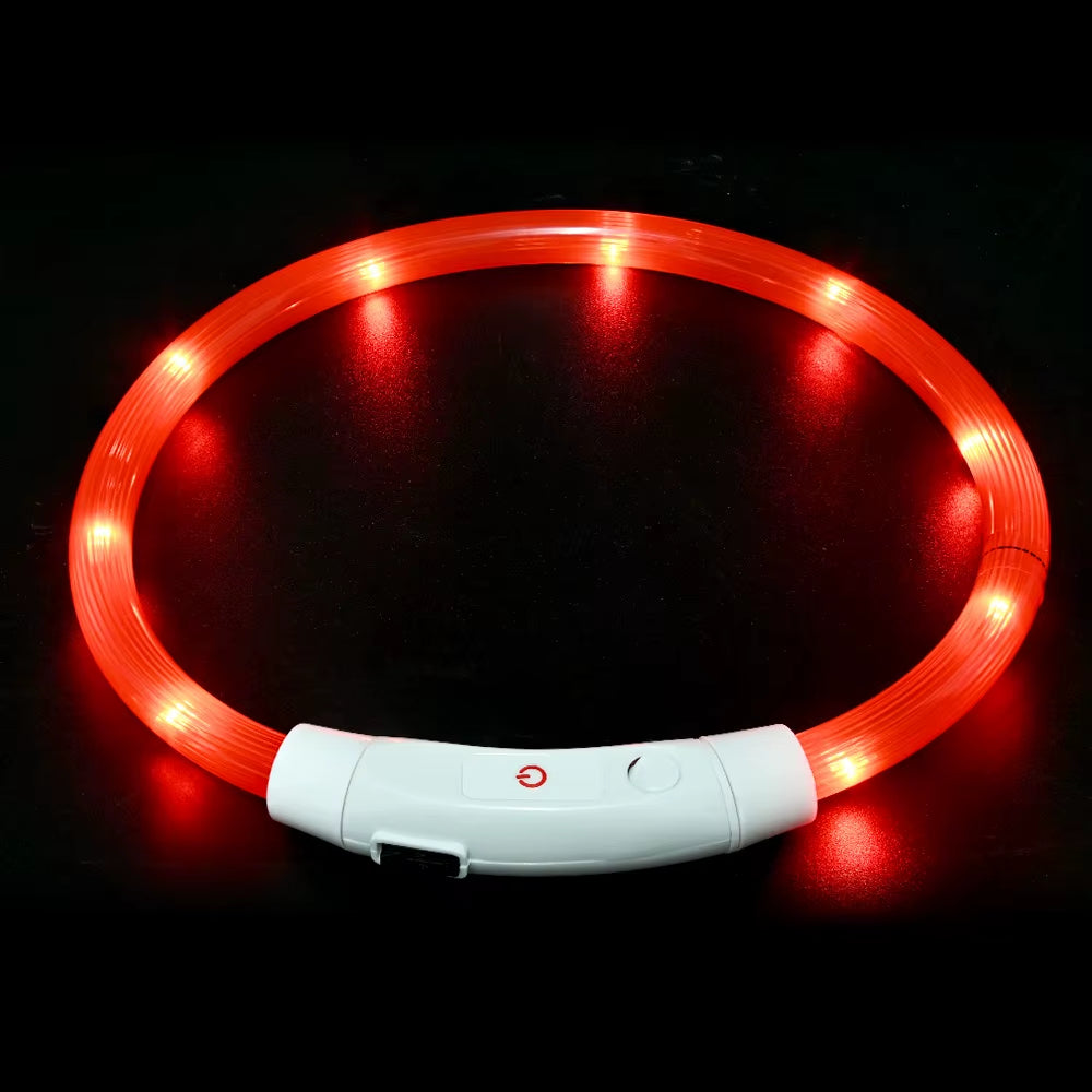 LED Dog Collar – USB Rechargeable, Luminous Anti-Lost Pet Necklace for Night Safety