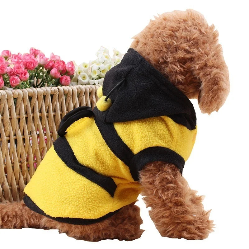 Bee Pet Hoodie Coat – Fleece Outfit for Dogs & Cats, Cute Puppy Fancy Costume, Dog Hoodies