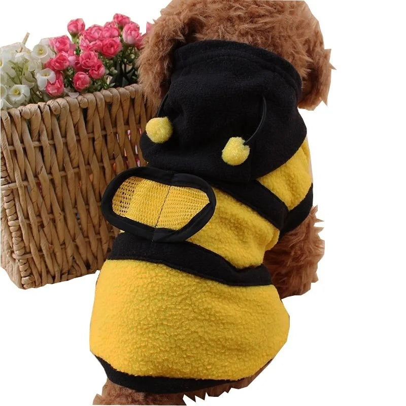 Bee Pet Hoodie Coat – Fleece Outfit for Dogs & Cats, Cute Puppy Fancy Costume, Dog Hoodies