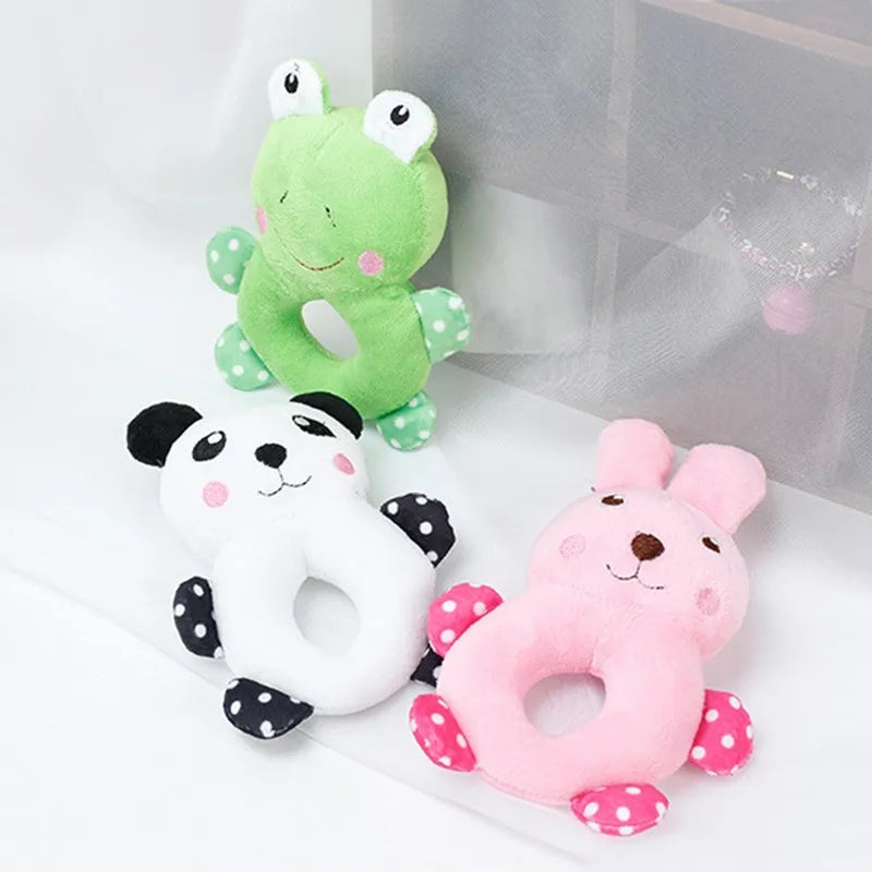 Plush Cartoon Pet Chew Toy - Panda, Frog, Rabbit Designs for Small Dogs, Puppies, and Cats