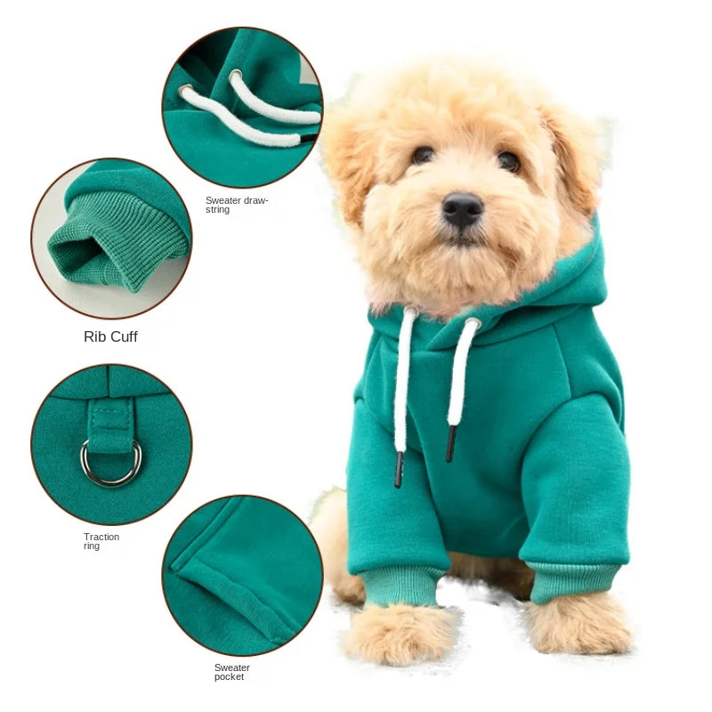 Warm Fleece Dog Hoodie - Cozy Pet Clothing for Small & Medium Dogs, Cats -  Bulldogs, Huskies, and Puppies