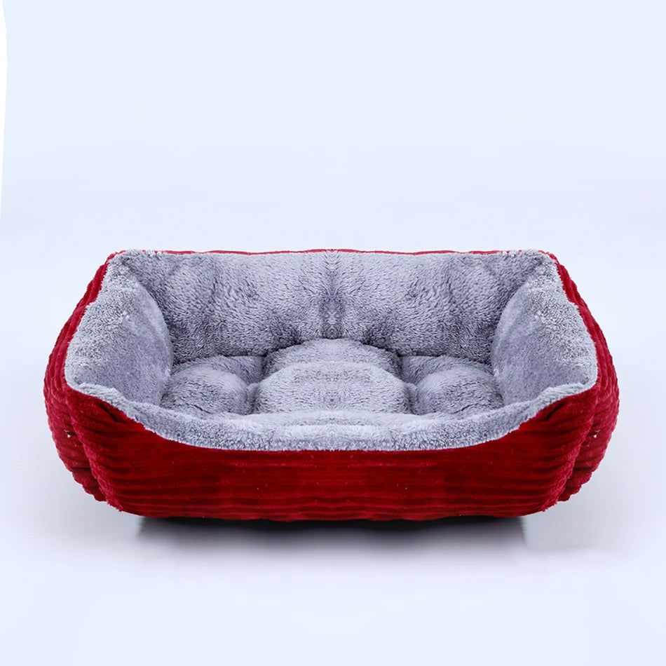 Plush Square Pet Bed – Cozy Kennel for Small & Medium Dogs and Cats, Calming Cushion Sofa