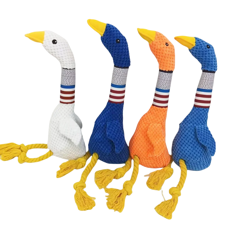 Plush Sound Toy for Dogs - White Goose Design, Bite-Resistant Long-Neck Duck for Interactive Play