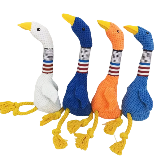 Plush Sound Toy for Dogs - White Goose Design, Bite-Resistant Long-Neck Duck for Interactive Play