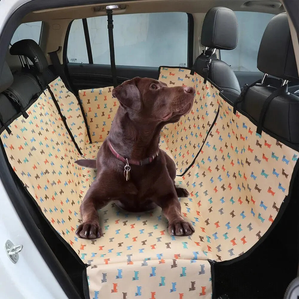 Waterproof Dog Car Seat Cover – Scratchproof Printed Back Seat Protector for Our Furry Friends