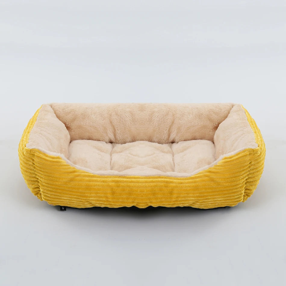 Plush Square Pet Bed – Cozy Kennel for Small & Medium Dogs and Cats, Calming Cushion Sofa