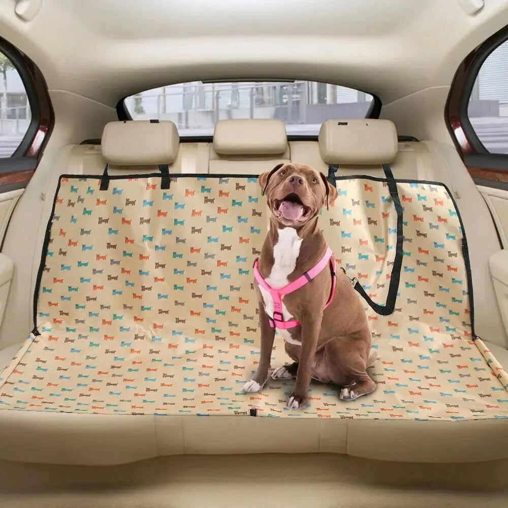 Waterproof Dog Car Seat Cover – Scratchproof Printed Back Seat Protector for Our Furry Friends