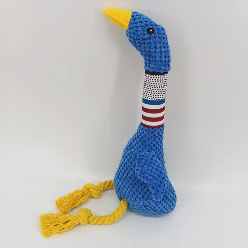 Plush Sound Toy for Dogs - White Goose Design, Bite-Resistant Long-Neck Duck for Interactive Play