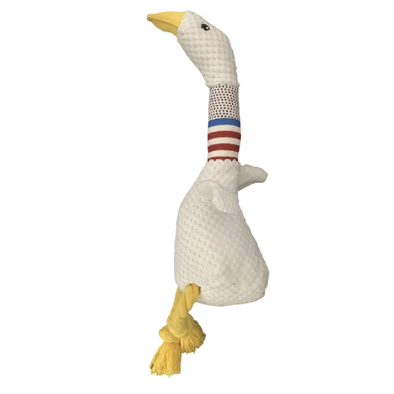 Plush Sound Toy for Dogs - White Goose Design, Bite-Resistant Long-Neck Duck for Interactive Play