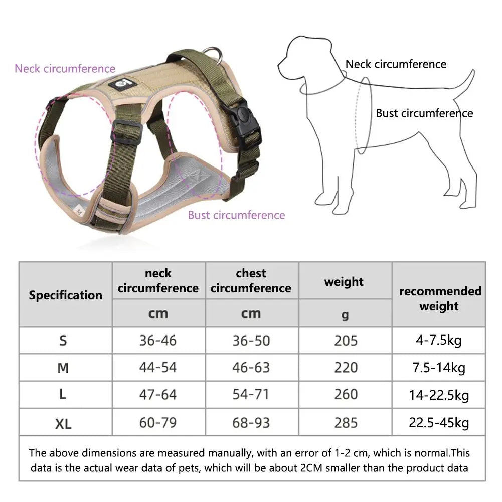 Adjustable Reflective Dog Harness – Durable Oxford Cloth Vest for Medium and Large Dogs