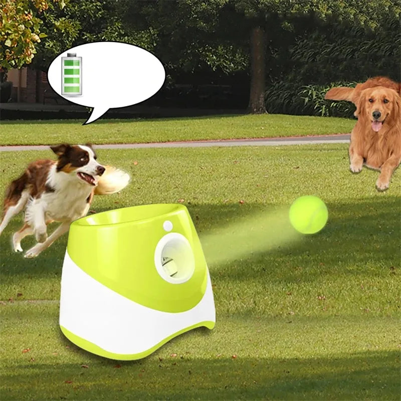 Rechargeable Automatic Dog Tennis Ball Launcher – Fun Interactive Fetch Machine with Adjustable Distance, 6 Mini Tennis Balls