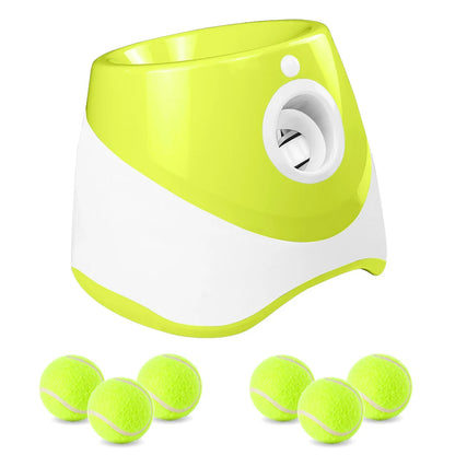 Rechargeable Automatic Dog Tennis Ball Launcher – Fun Interactive Fetch Machine with Adjustable Distance, 6 Mini Tennis Balls