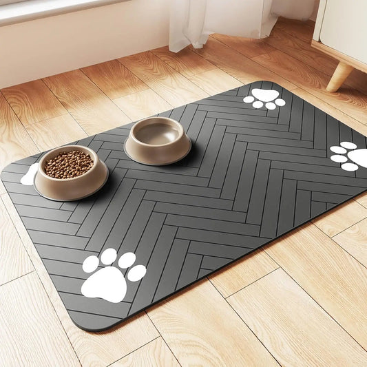 Pet Feeding Mat-Absorbent Pet Placemat for Food and Water Bowl, with Waterproof Rubber Backing, Quick Dry Water Mat for Dog and Cat