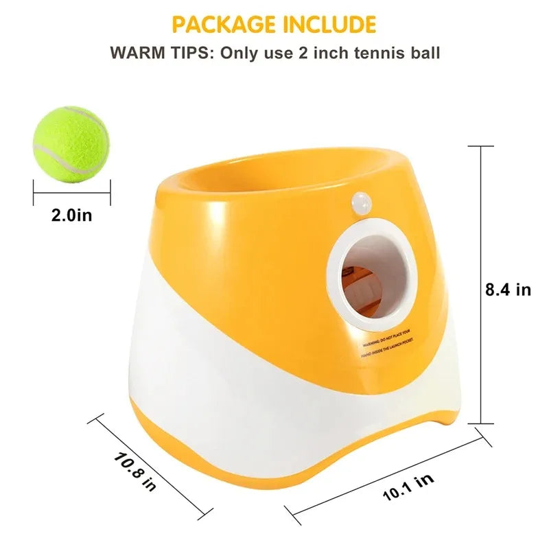 Rechargeable Automatic Dog Tennis Ball Launcher – Fun Interactive Fetch Machine with Adjustable Distance, 6 Mini Tennis Balls