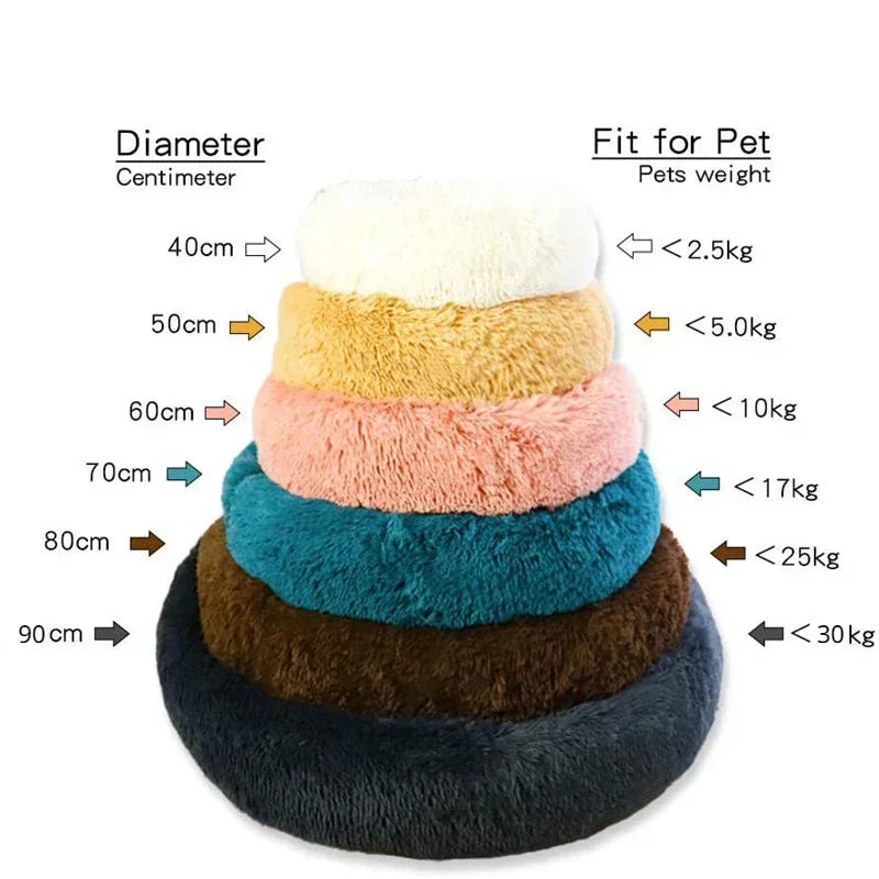 40-90cm Round Pet Bed – Super Soft Plush Dog & Cat Bed, Cozy Winter House for Medium to Large Dogs