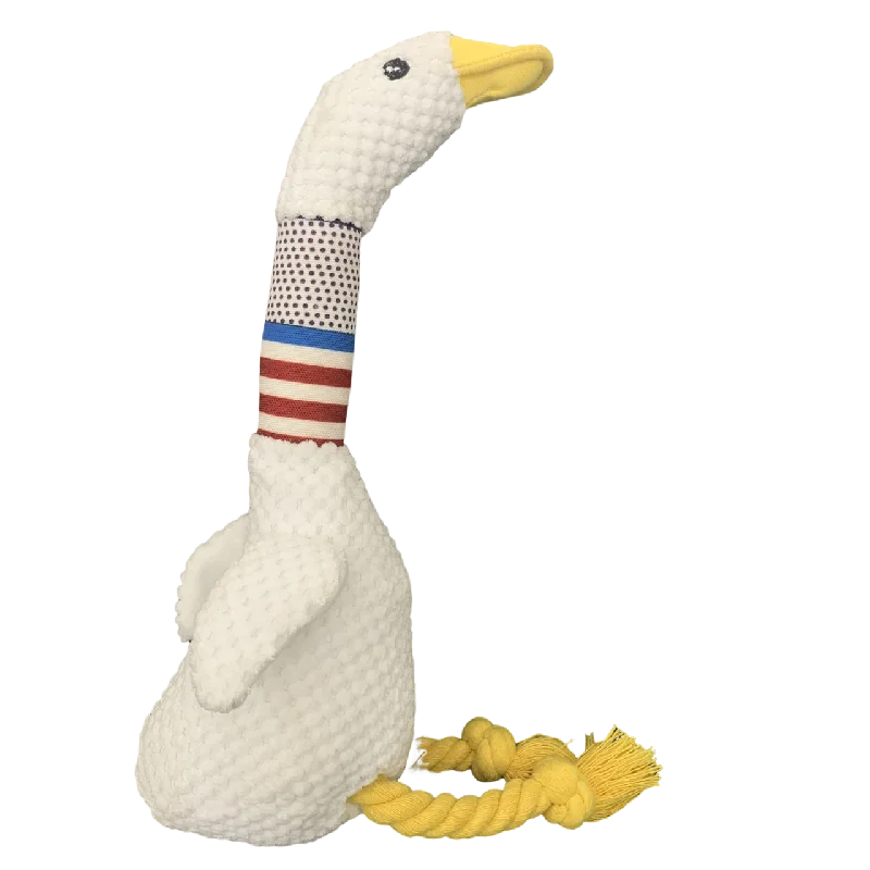 Plush Sound Toy for Dogs - White Goose Design, Bite-Resistant Long-Neck Duck for Interactive Play