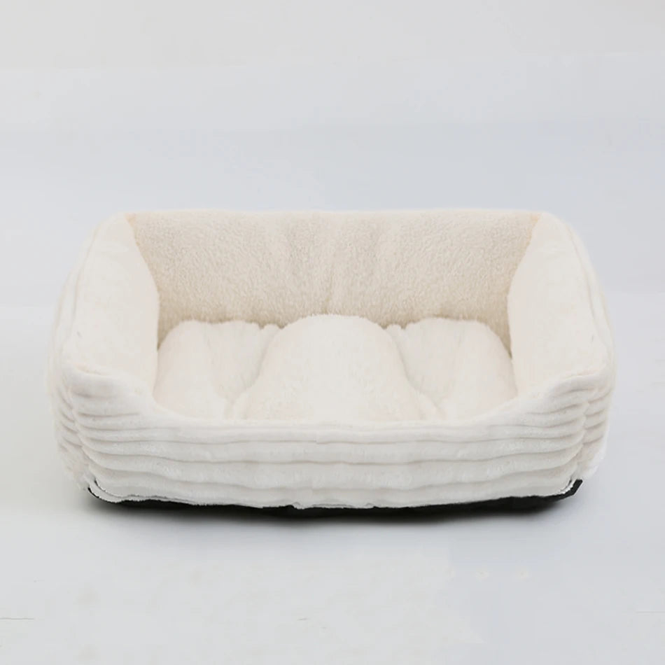 Plush Square Pet Bed – Cozy Kennel for Small & Medium Dogs and Cats, Calming Cushion Sofa