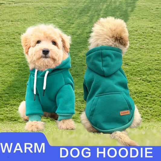 Warm Fleece Dog Hoodie - Cozy Pet Clothing for Small & Medium Dogs, Cats -  Bulldogs, Huskies, and Puppies