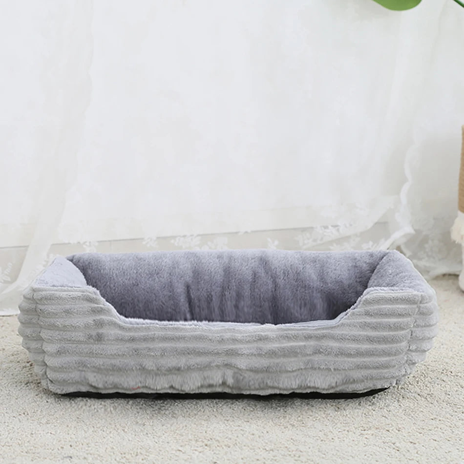 Plush Square Pet Bed – Cozy Kennel for Small & Medium Dogs and Cats, Calming Cushion Sofa