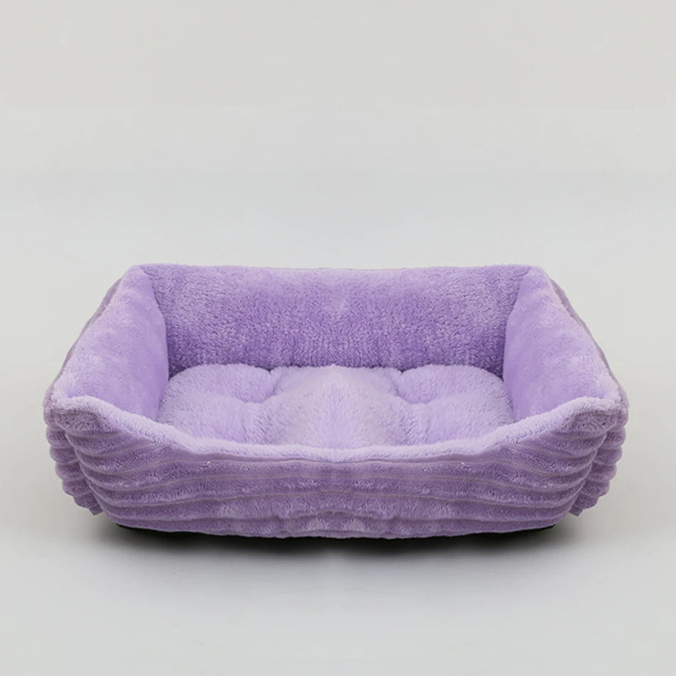 Plush Square Pet Bed – Cozy Kennel for Small & Medium Dogs and Cats, Calming Cushion Sofa