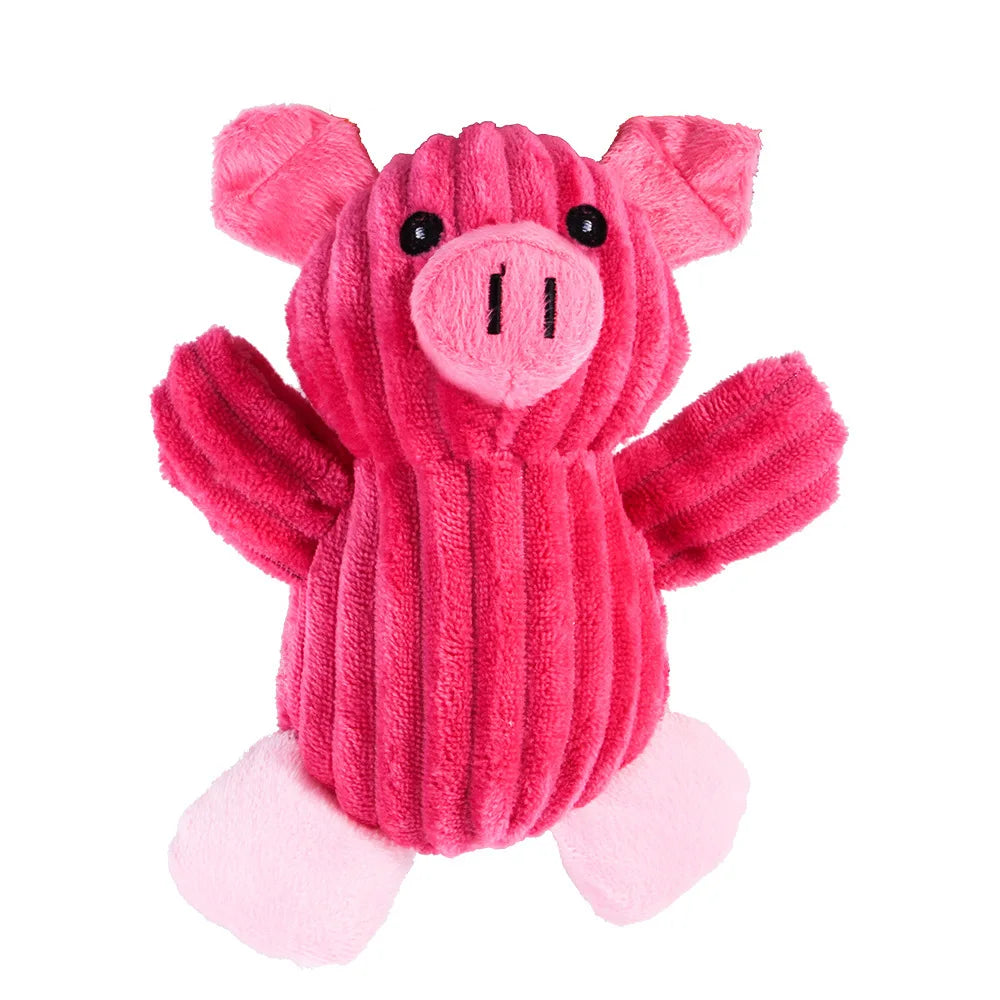 Plush Dog Toy Animals Shape Bite Resistant Squeaky Toys Corduroy Dog Toys for Small Large Dogs Puppy Pets Training Accessories