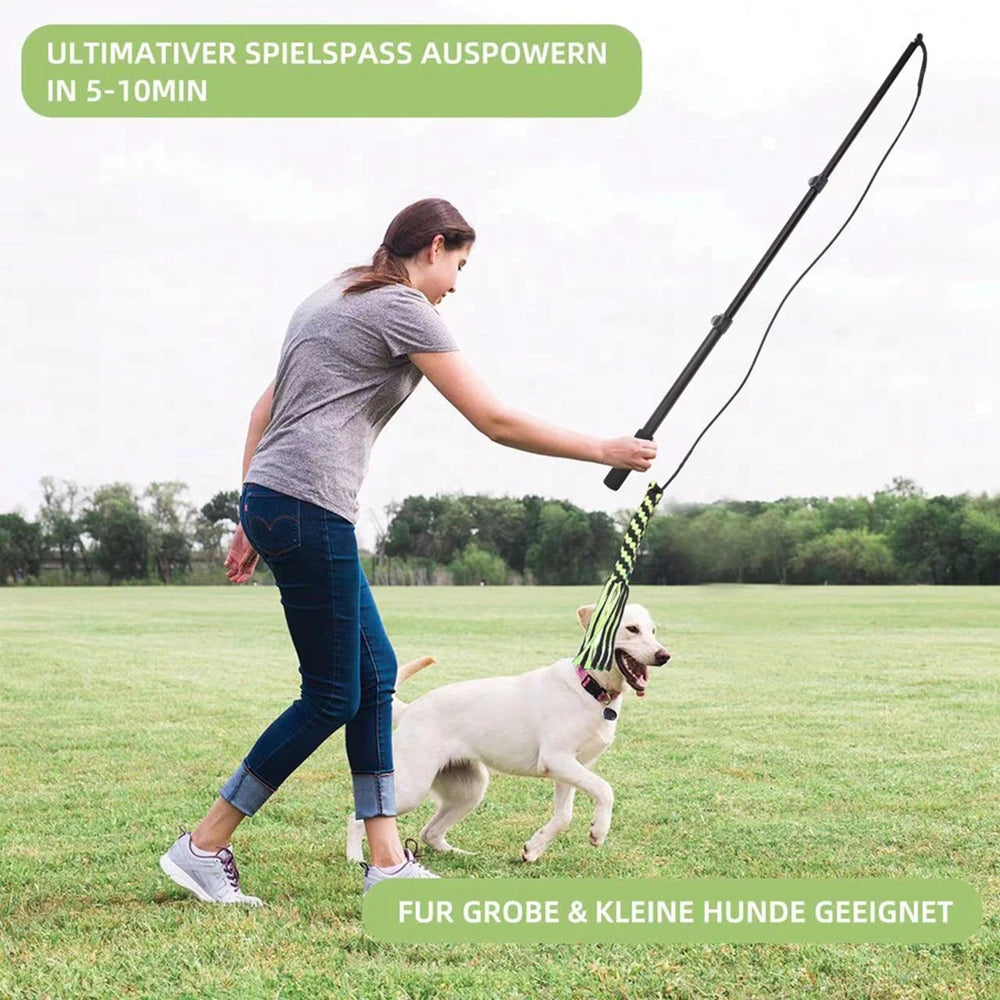 Extendable Flirt Pole - Interactive Dog Toy for Small to Large Breeds, Perfect for Chasing, Chewing, Training, and Outdoor Fun