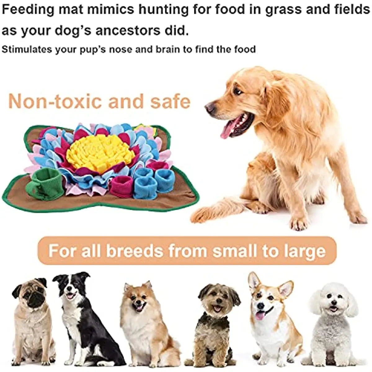  Snuffle Mat for Dogs and Cats – Non Toxic, Slow Feeder Training Blanket, Anti-Choking Nose Work Toy for Intelligent Feeding