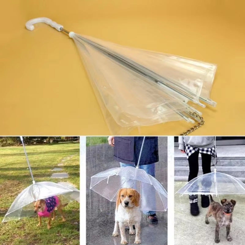 Dog Umbrella with Leash Hook – Clear, 29” Diameter