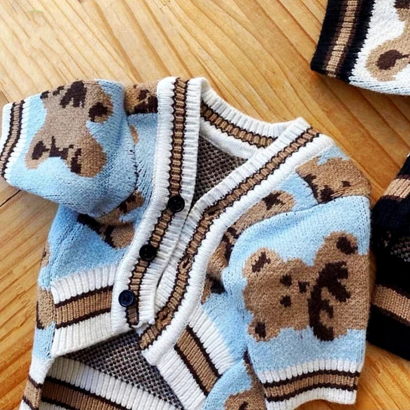 Luxury Striped Dog Cardigan – Warm Pet Sweater for Small Dogs and Cats